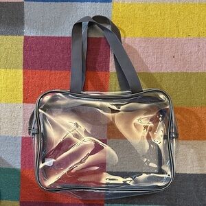Clear Tote Bag with Gray Straps